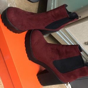 Platform burgundy boots H&M
